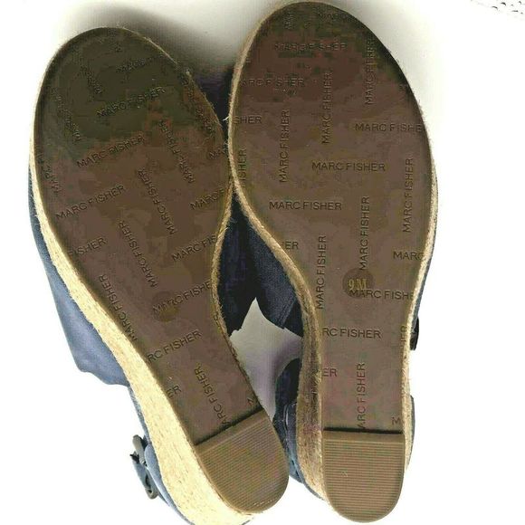 MARC FISHER Haya Scalloped Edge Wedge Blue Size 9M - Picture 7 of 7
